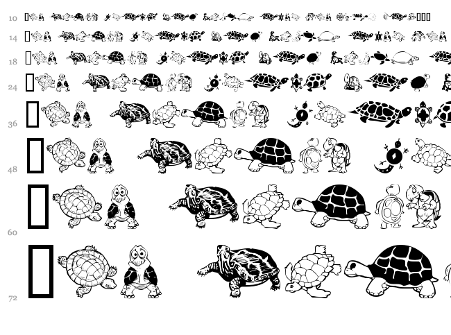 Keya's Turtles font waterfall
